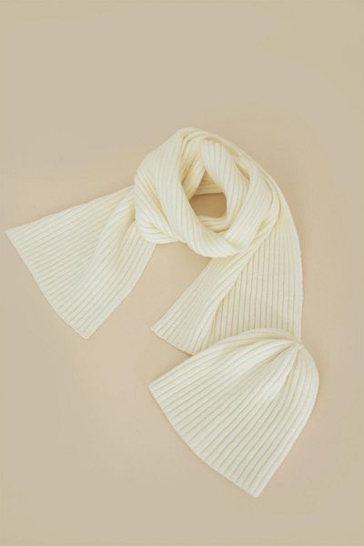 CHUBA Children's Soft Button Ribbed Scarf Beanie Set 3-6 Years Old Ecru Chkıds101