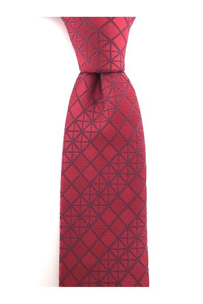 PİERRONİ Red Burgundy Patterned Slim Tie