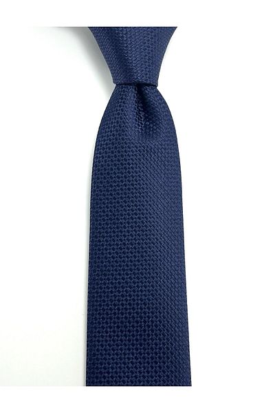 PİERRONİ Navy Blue Patterned Slim Tie