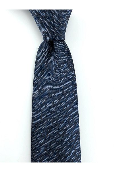 PİERRONİ Navy Blue Melange Slim Tie