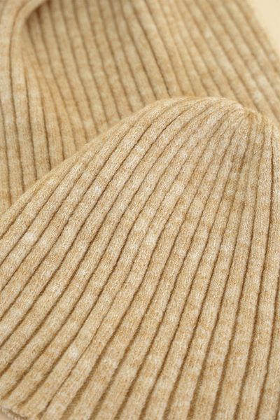 CHUBA Children's Soft Button Ribbed Scarf Beanie Set 3-6 Years Beige Chkıds101