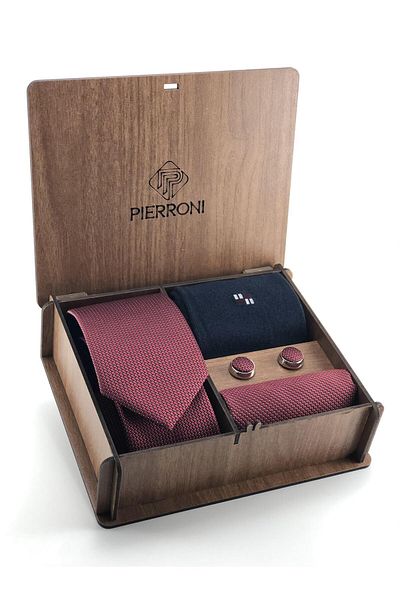 PİERRONİ مجموعة مخصصة من الجوارب ذات الأزرار ذات الأكمام المربوطة باللون العنابي