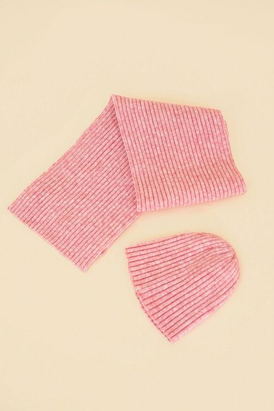CHUBA Soft Button Ribbed Beanie Set for 3-6 Years Old Children - Pink Chkıds101