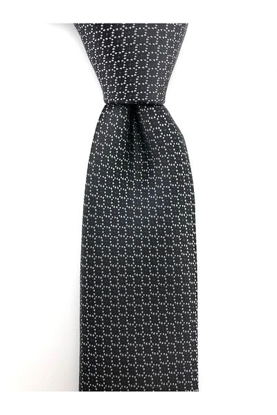 PİERRONİ Black and White Patterned Slim Tie