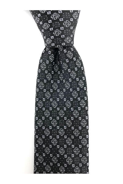 PİERRONİ Black and White Patterned Slim Tie