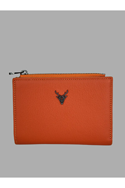 Ahıska Deri Ahıska Tek Fermuarlı Kadın Deri Cüzdan 2715 Turuncu