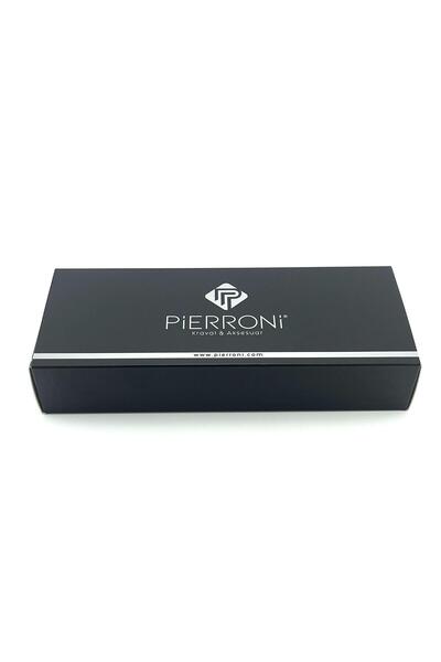 PİERRONİ Lacivert Fuşya Desenli Mendilli Kravat