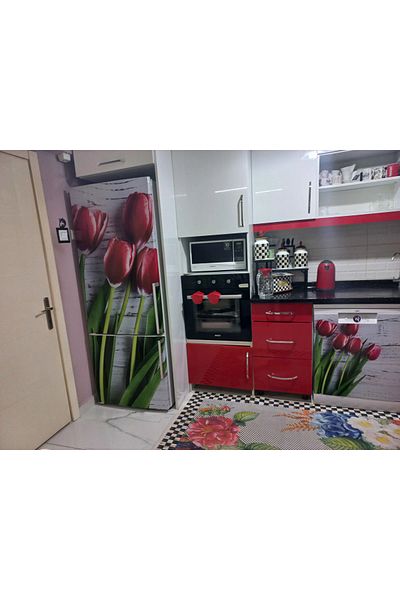 Bigaimaj Αυτοκόλλητο Tulip Foil - Κάλυμμα ψυγείου και πλυντηρίου πιάτων, αυτοκόλλητο