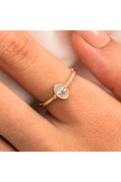 FasekGold 0.35 Karat Signity Taşlı Güverseli Tektaş 925 Ayar Gümüşyüzük