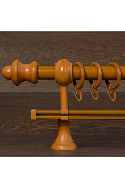 wenthi Suport pentru perdele din lemn de stejar rustic cu o singură șină Venti 260 cm