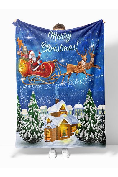 Erays Home Christmas & Christmas Pattern Fleece Blanket Tv Blanket Merry Christmas Xmas Deer