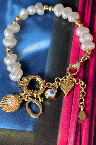 Trendy Butik حرف Ö سوار اللؤلؤ نموذج المحار والعين الشريرة والقلب استرخى تصمي...