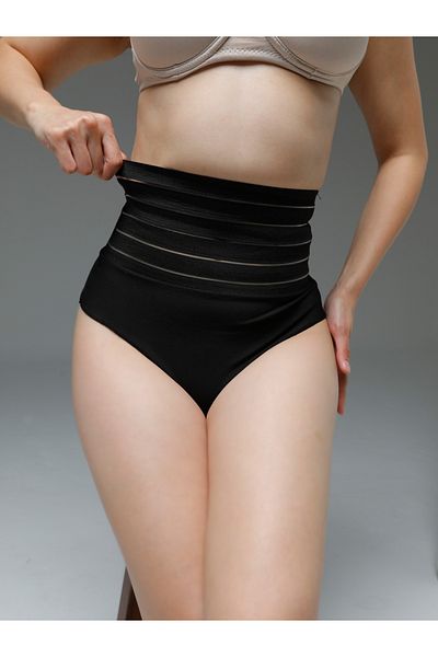 MİSTİRİK Flerna Model - High Waist Elastic Black Corset String Panties - Abdominal Recovery and Corrector
