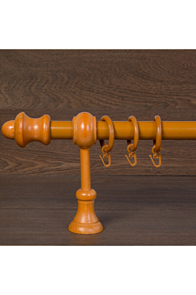 wenthi Suport pentru perdele din lemn de stejar rustic cu o singură șină Vent...