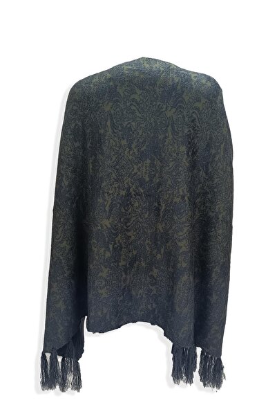 Uludağ Triko Women's Khaki Woven Tassel Shoulder Shawl