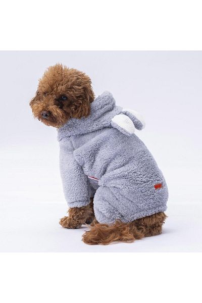 Pawstar Grey Tapeti Small Breed Plush Jumpsuit Dog Jumpsuit Dog Outfit Cat Outfit