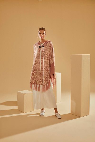 Uludağ Triko Woman's Pink Hooded Towel Poncho