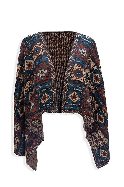 Uludağ Triko Women's Main Soft Textured Ethnic Patterned Rug Thick Shoulder Shawl Scarf