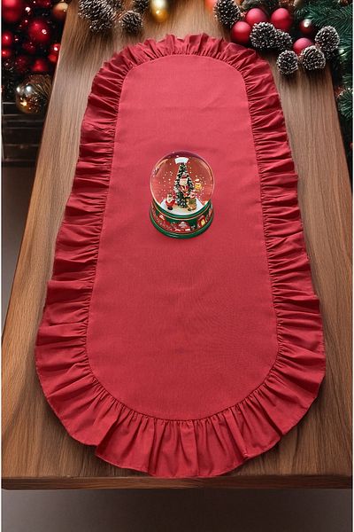 LILYUM Runner Oval Bumbac Poliester Volanat 40x110 Cm