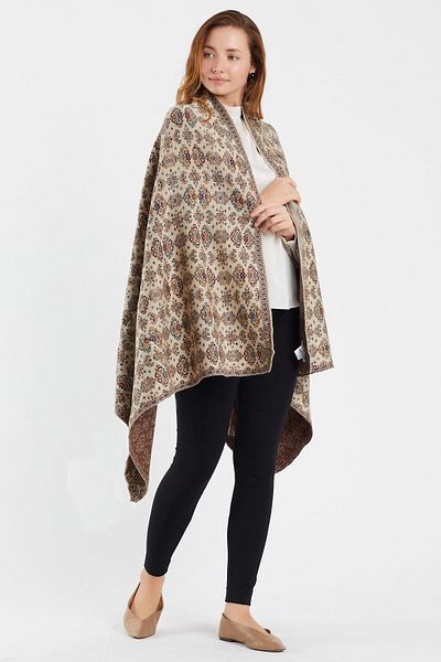 Uludağ Triko Women's Stone Floral Kilim Pattern Shawl
