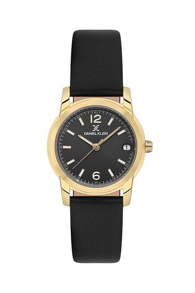 Daniel Klein Dk.1.13822-4 Leather Cord Calendar Water Resistant Black Color Women's Wristwatch
