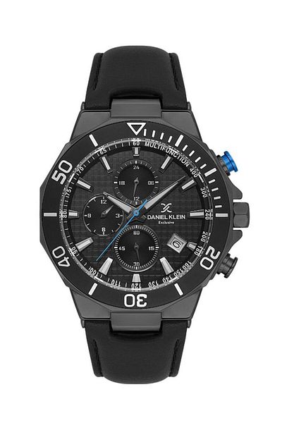 Daniel Klein Dk.1.13841-3 Exclusive Black Leather Band Tachymeter Function Watch