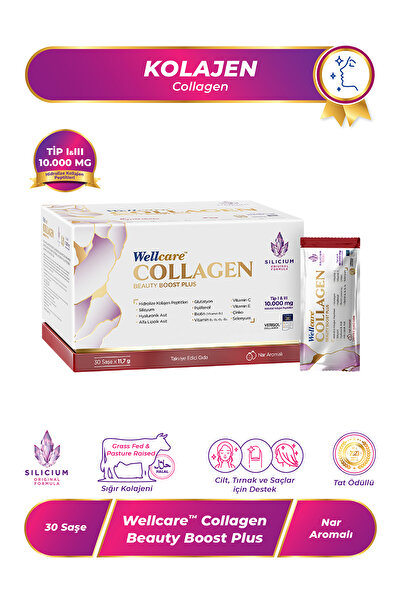Wellcare Collagen Beauty Boost Plus Nar Aromalı Tip I & III 10.000 mg - 30 Saşe