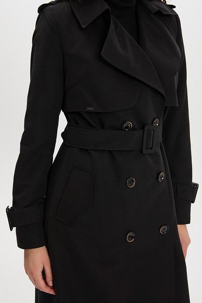 Zühre Jacket Collar Sleeve Detailed Black Trench Coat 12667
