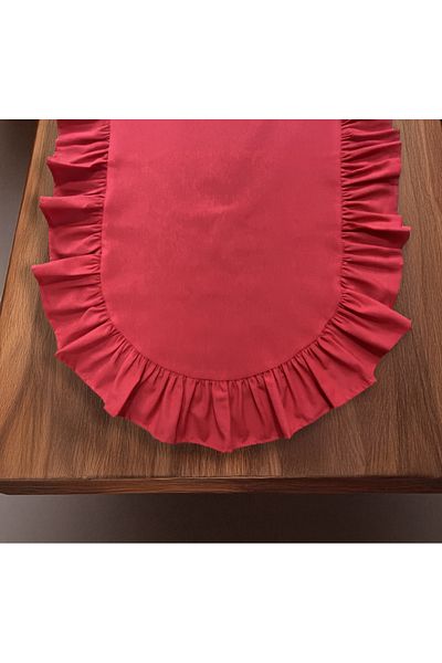 LILYUM Runner Oval Bumbac Poliester Volanat 30x80 Cm