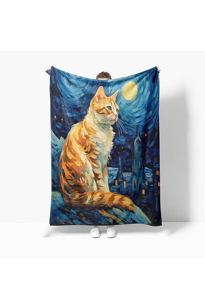 Erays Home Κουβέρτα τηλεόρασης Fleece με μοτίβο Crazy Cat