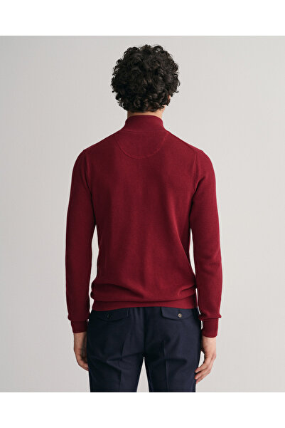 Gant Erkek Kırmızı Regular Fit Yarım Fermuarlı Kazak