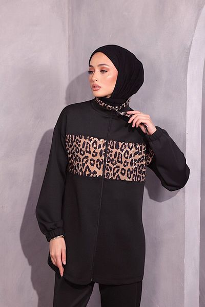 HİFADEN Γυναικείο Leopard Pattern Scuba Hijab Σετ δύο τεμαχίων