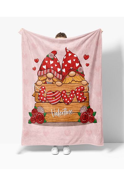 Erays Home Valentine's Day Patterned Printed Fleece Blanket Tv Blanket