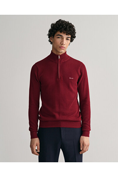 Gant Erkek Kırmızı Regular Fit Yarım Fermuarlı Kazak