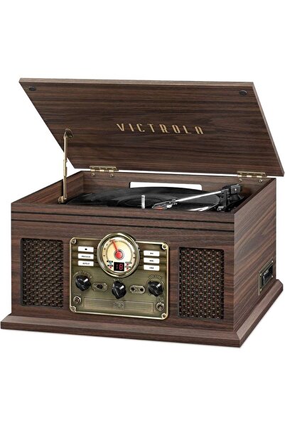 Victrola Nostaljik 6'sı 1 Arada Bluetooth Müzik Merkezi, Pikap, FM Radyo ve C...