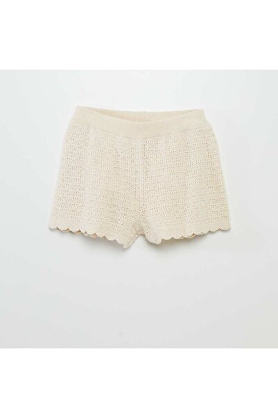 KIABI شورت كروشيه محبوك باللون الأبيض
