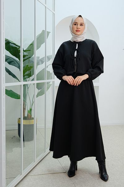 LOCCO Set de damă negru - cu fustă legată în față