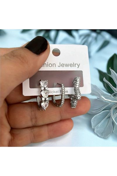 a rose jewelry Steel Trendy Triple Star Earrings