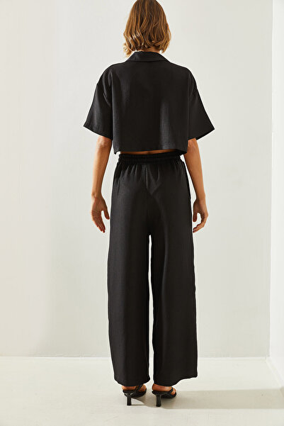 Bianco Lucci Crop Women's Pants and Pocket Jacket Set - 9241 60251692