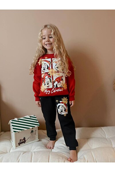 RAPAPA Girl's 3 Thread Christmas Themed Raised Bottom Top Tracksuit Set 1602