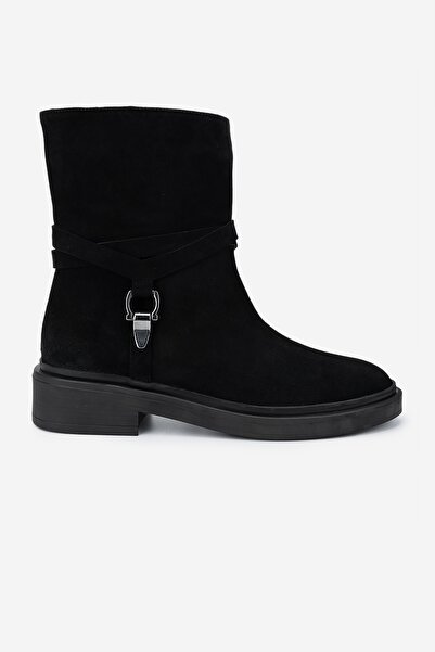 Valmenti Kadın Siyah Süet Düz Bot