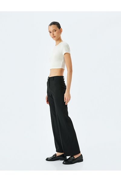 Koton Classic Cut Regular Fit Straight Leg Fabric Trousers