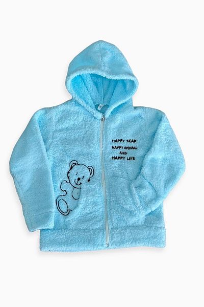 TRENDİMİZBİR Hanorac pentru copii unisex cu glugă de pluș albastru - cu fermoar și buzunar