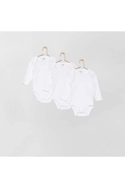 KIABI مجموعة من 3 قمصان بأكمام طويلة باللون الأبيض