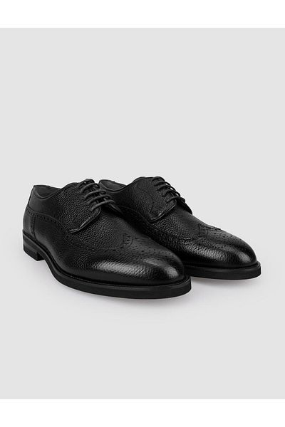 Cabani 100% Genuine Leather Black Laced Men's Classic Shoes