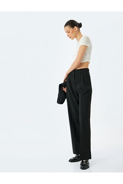 Koton Straight Wide Leg Fabric Trousers with Pockets