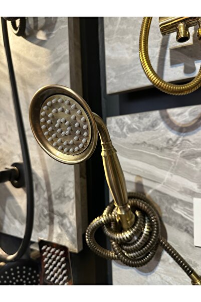 banyosepeti Antik Gold Duş Sistemi Klasik Vintage Pirinç Duş Seti Askı Apatı ...