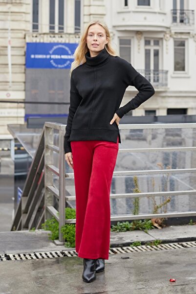 Jument Високі штани з лікрами та бічними кишенями з оксамиту - Вино