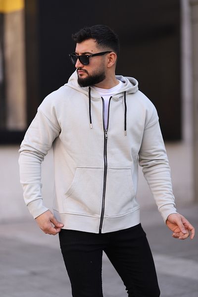 Dr Dnm Remix Ανδρική κρέμα Slim Fit Basic φούτερ με κουκούλα Fleece