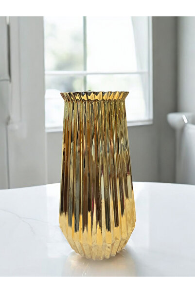 AYZ HOME Vază decorativă cu oglindă din sticlă aurie cu lățime de 30 cm